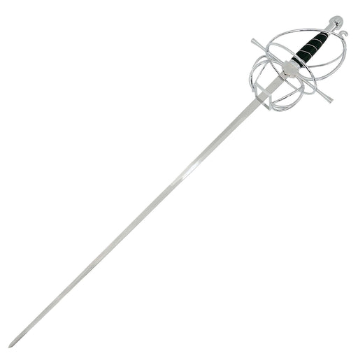 Elegant Renaissance Rapier with Black Swept Hilt and Spiral Guard