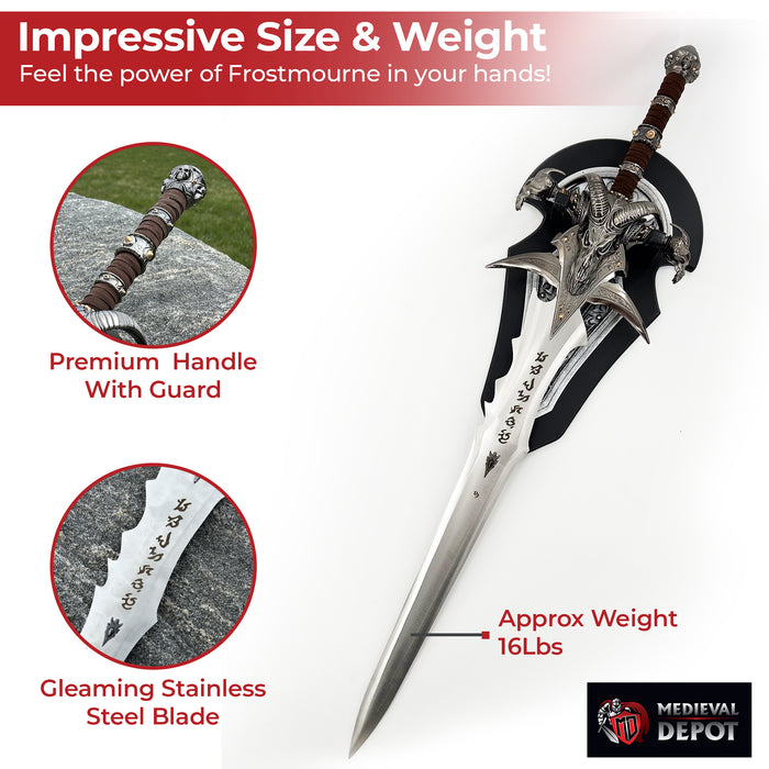 Cosplay Prop: WOW Frostmourne Lich King Arthas Metal Sword Replica With Plaque