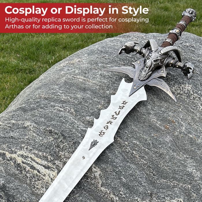 Cosplay Prop: WOW Frostmourne Lich King Arthas Metal Sword Replica With Plaque