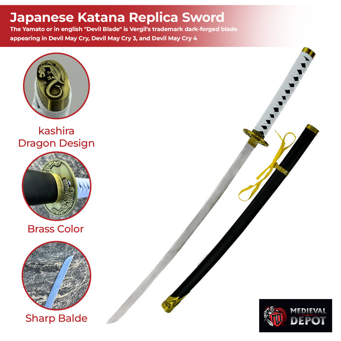 Devil May Cry Vergil Yamato Japanese Katana Replica Sword