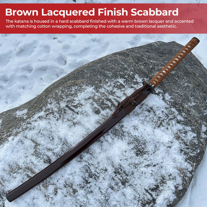 Dragon Samurai Handmade 1060 Katana in Traditional Brown