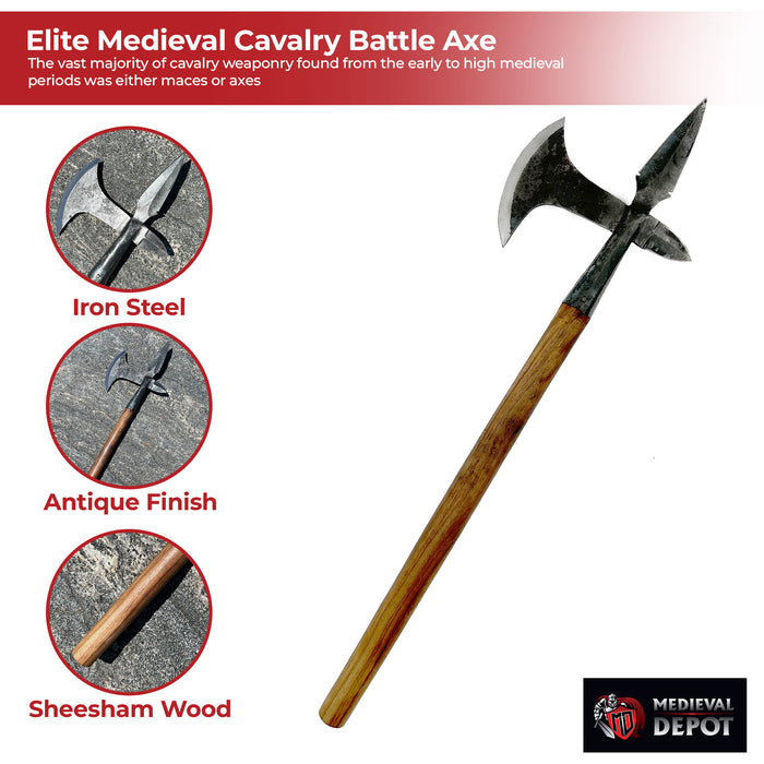 Elite Medieval Cavalry Hand Forged Battle Axe