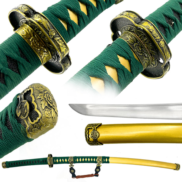 Emerald Elegance Handmade Katana