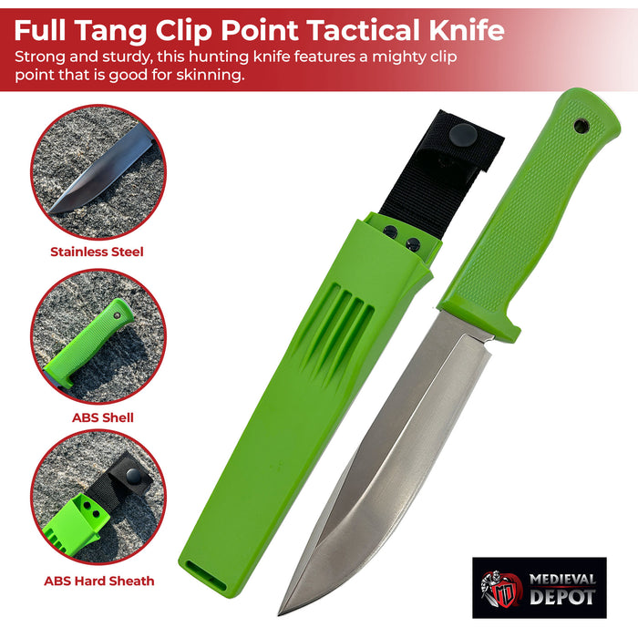 Full Tang Clip Point Tactical Knife Green