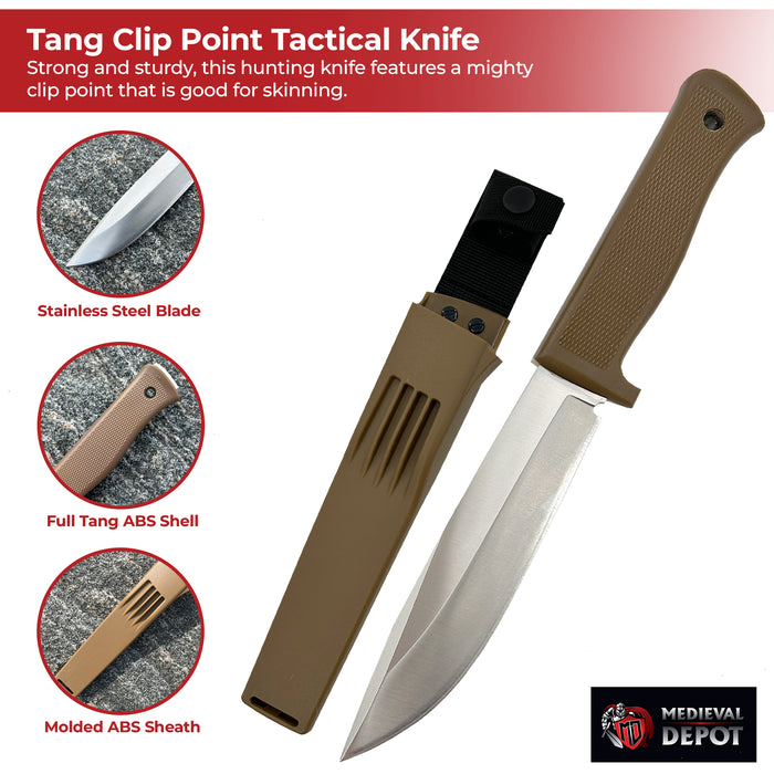 Full Tang Clip Point Tactical Knife Tan