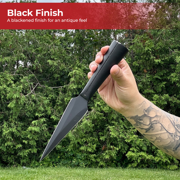 Functional Forged Blackened Iron Spear Head