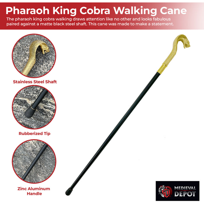 Golden Pharaoh King Cobra Sword Cane