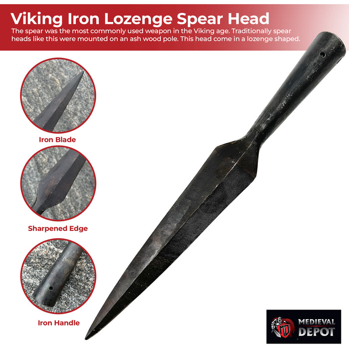 Hand Forged Viking Iron Lozenge Spear Head