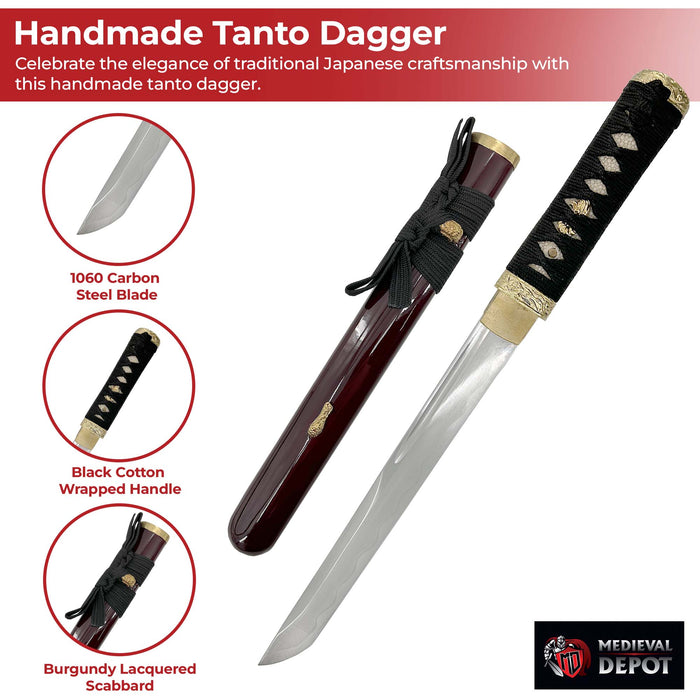 Japanese Tanto Dagger Burgundy Edition