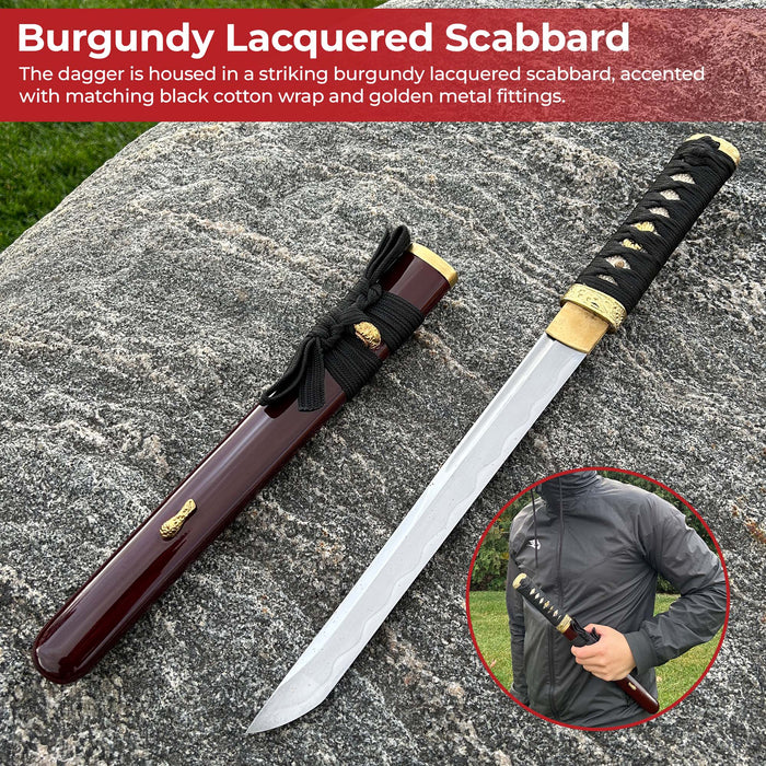 Japanese Tanto Dagger Burgundy Edition