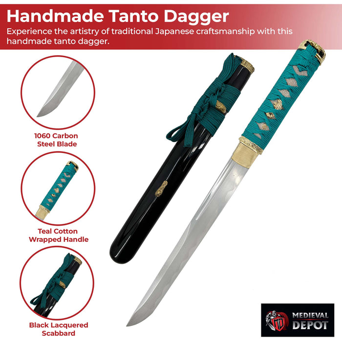 Japanese Tanto Dagger Teal Wrap Edition