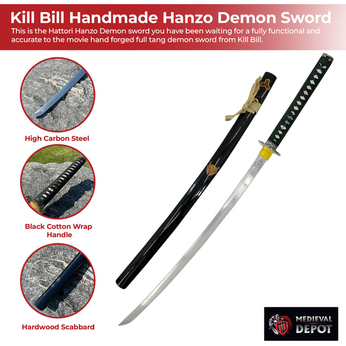 Kill Bill Handmade Hanzo Demon 1060 Carbon Steel Sword