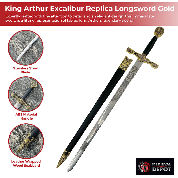 King Arthur Excalibur Replica Longsword Gold