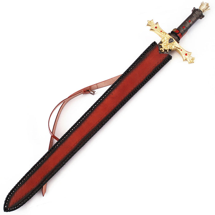 King Arthur Excalibur Gold Damascus Steel Sword