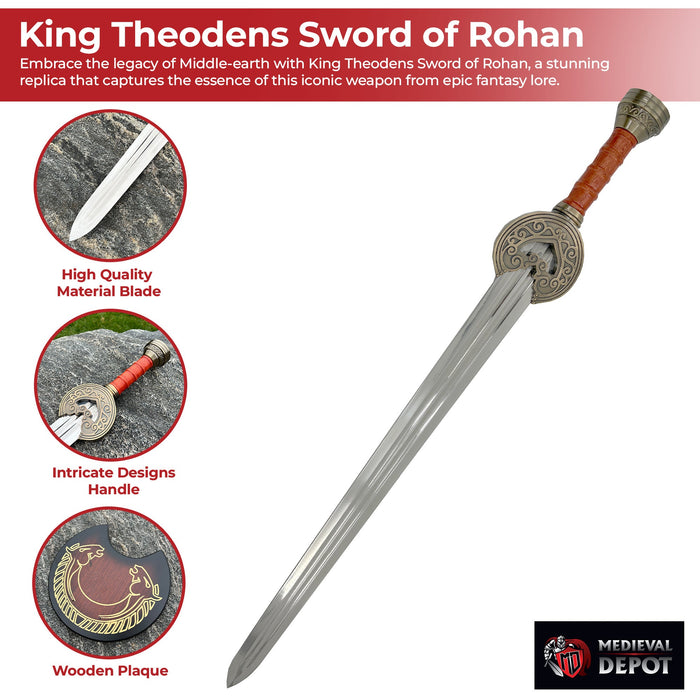 LOTR King Theoden Sword of Rohan with Display Plaque