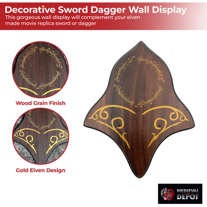 LOTR Elven Inspired Decorative Sword Dagger Wall Mount Display