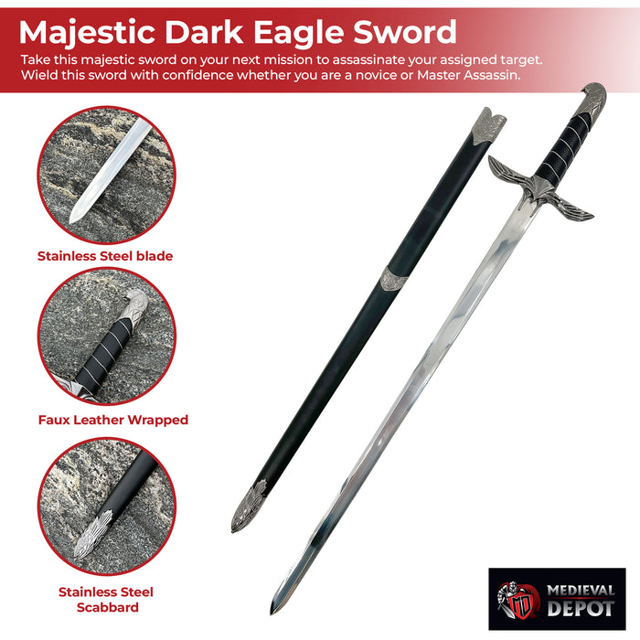 Majestic Dark Eagle Assassin Video Game Medieval Sword