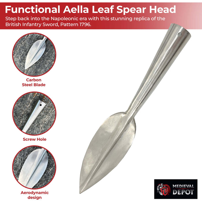 Medieval Functional Aella Leaf Spear Head