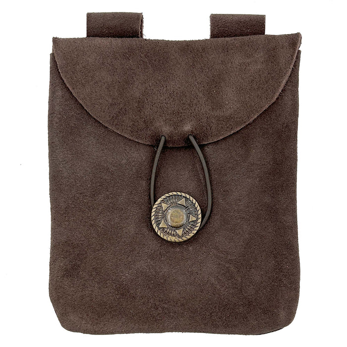 Medieval Renaissance Leather Brown Suede Pouch