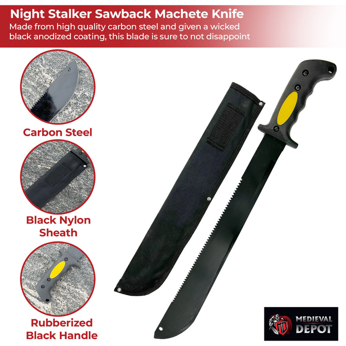 Night Stalker Sawback Latin Functional Outdoor Machete Knife