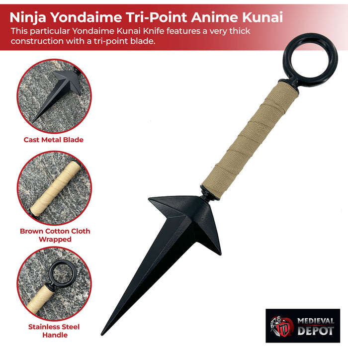 Ninja Yondaime Tri-Point Anime Kunai Knife