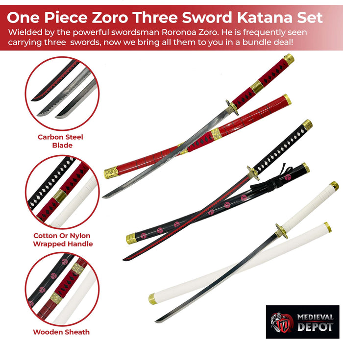 One Piece Zoro Three Sword Katana Set