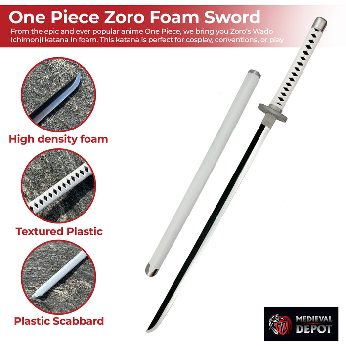 One Piece Zoro Wado Ichimonji Katana Foam Sword With Scabbard