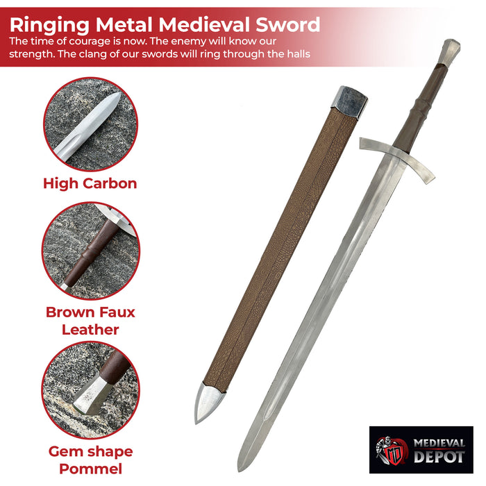 Ringing Metal 1095 High Carbon Steel Medieval Sword