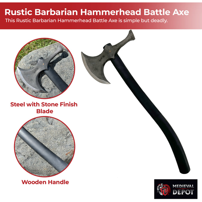 Rustic Barbarian Hammerhead Battle Axe