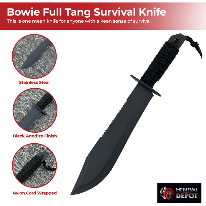 Sawback Bowie Full Tang Survival Knife