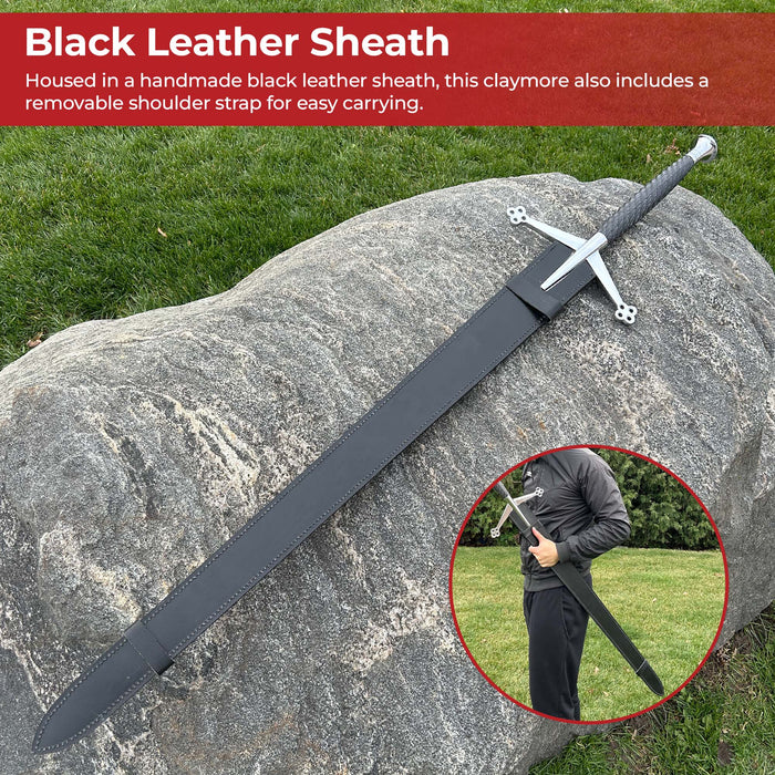 Scottish Highlands Clansman Great Claymore Sword with Leather Sheath