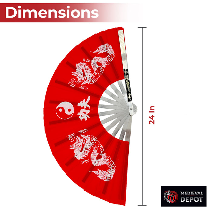 Tessen-Jutsu Iron Fan Weapon Dragon Red