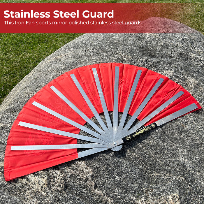 Tessen-Jutsu Iron Fan Weapon Dragon Red