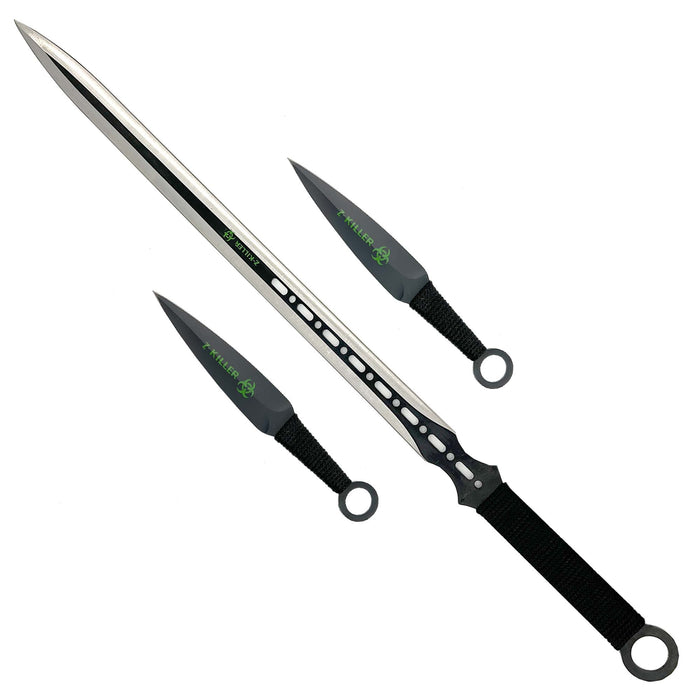 Three Piece Ninja Sword Throwing Knife Set