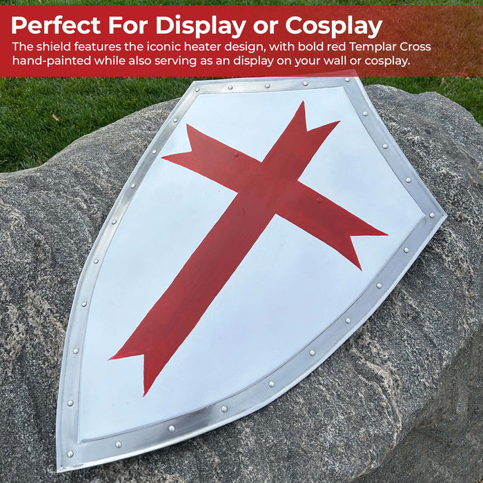 Templar Knights Heater Shield with Cross