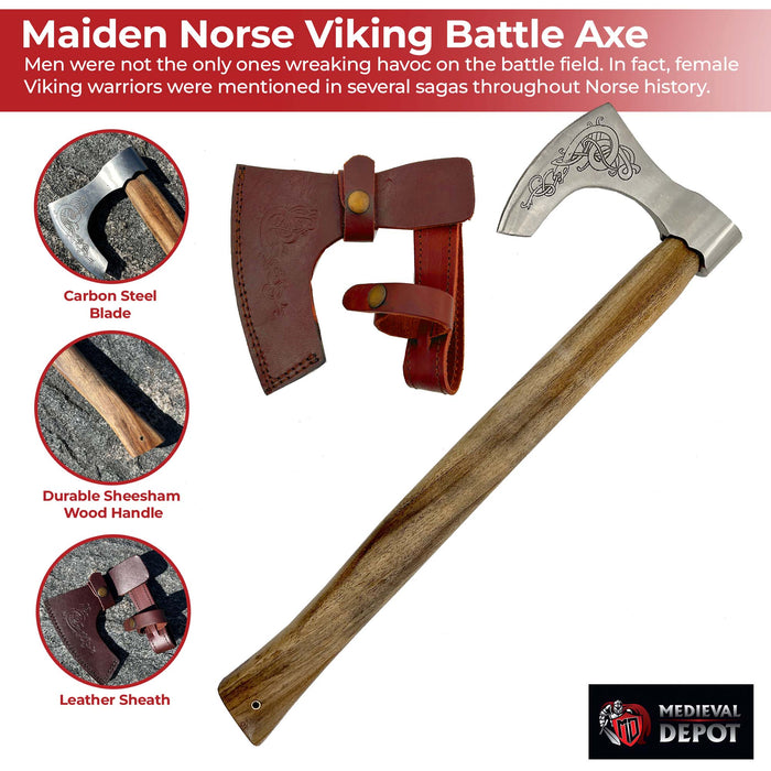 Warrior Shield Maiden Norse Viking Battle Axe | Plain Handle 