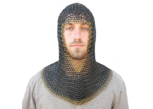 AnNafi® Chainmail Coif | Medieval Reenactment Armor Costume | U-Neck  Aluminum Chain Mail Hood Armor Replica | Butted Rings Chain Mail Coif  Silver 