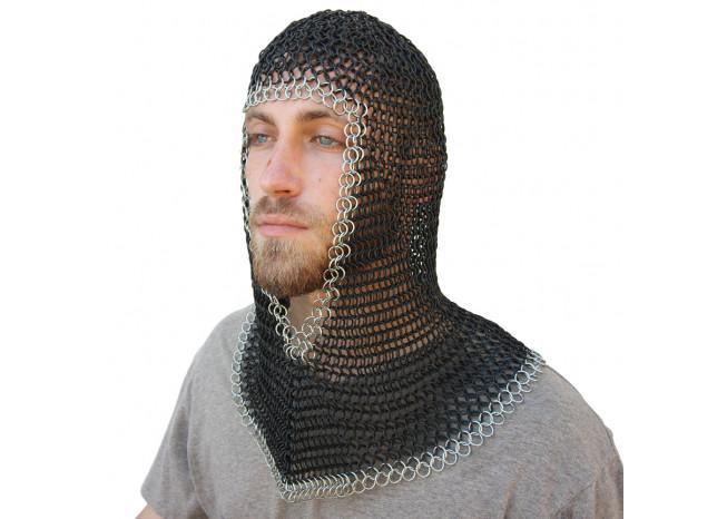 Medieval V Face Mild Steel Chainmail Coif Armor — Medieval Depot